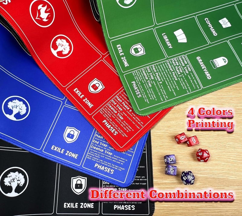 HaoSiTeck Card Game Playmats MTG Playmat for Beginner 2 Pack with Dices, Magic Mat Commander Deck Card Playmat for TCG MTG Accessories Play Mat 24x14 Inches Duel Card Battles, Black/Blue - Image 5